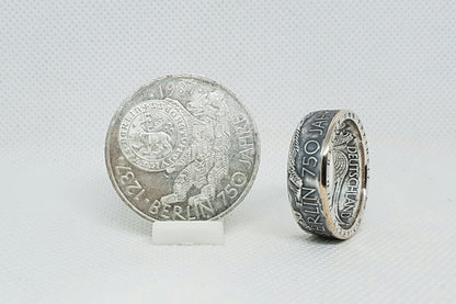 Bague pièce de monnaie 10 Deutsche Mark Berlin d'Allemagne (coin ring)