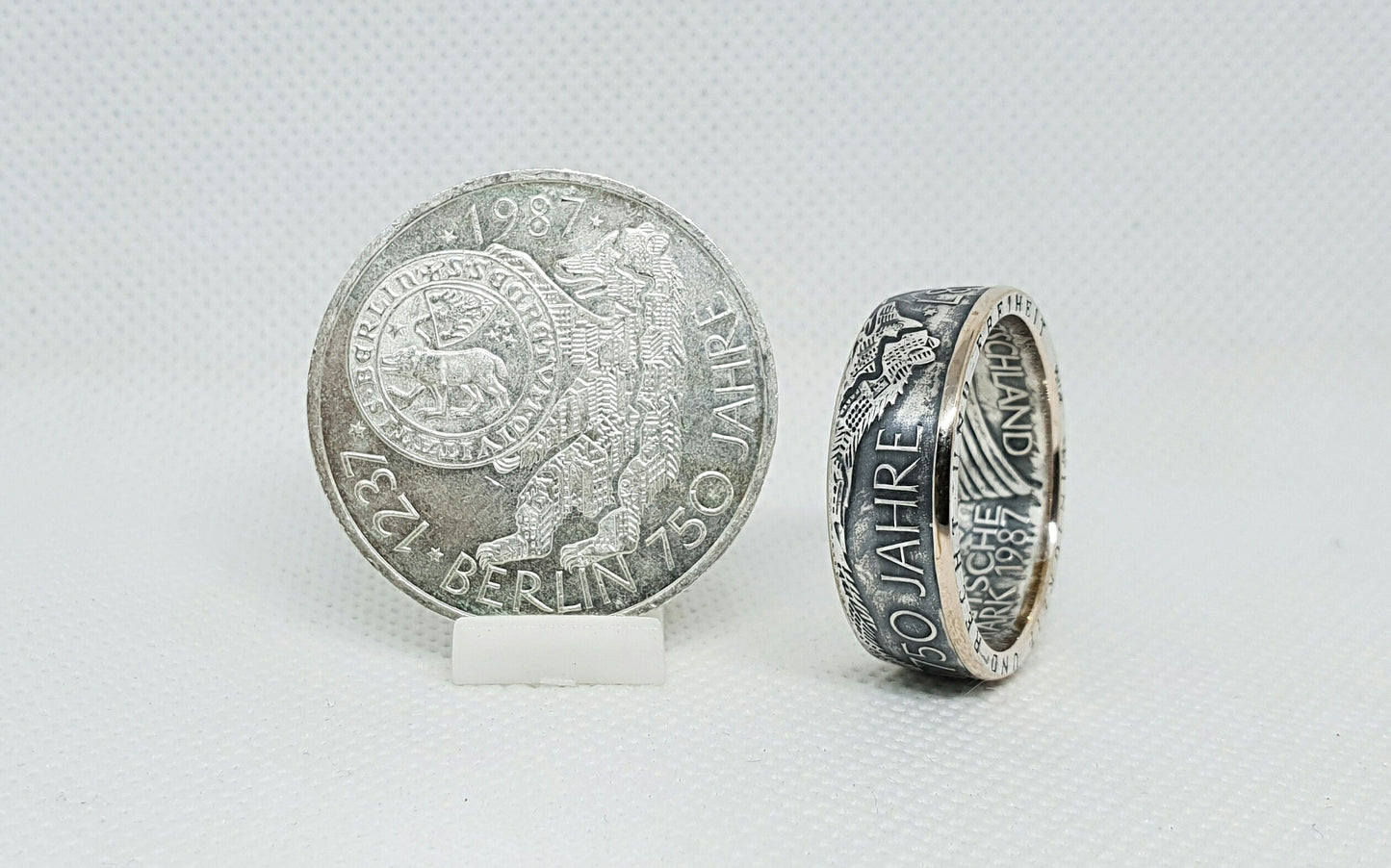 Bague pièce de monnaie 10 Deutsche Mark Berlin d'Allemagne (coin ring)