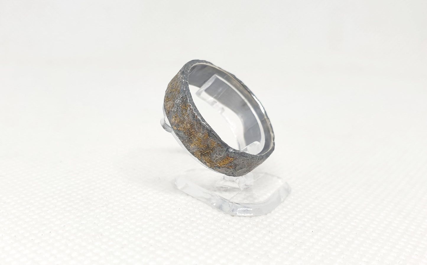 bague rustique morceau de la lune en argent sterling et en or 18 carat