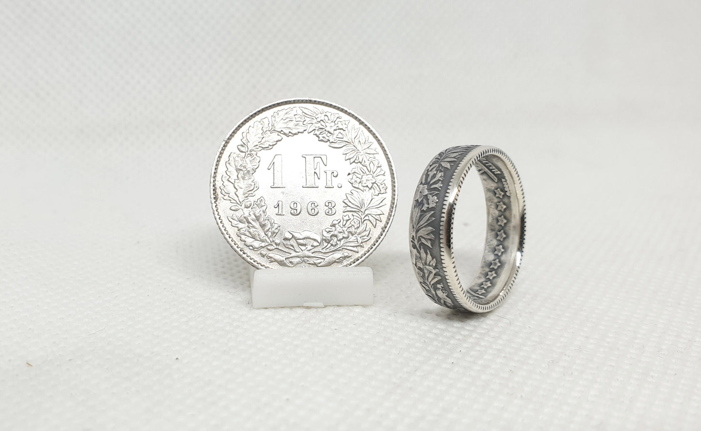 Bague pièce de monnaie 1 Franc Suisse en argent (coin ring)