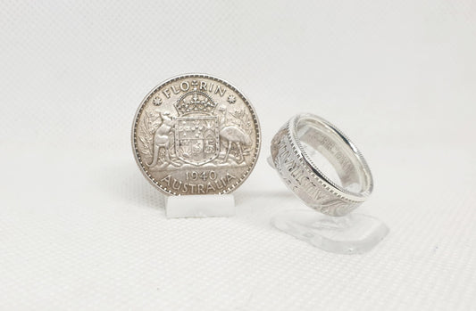 Bague pièce de monnaie 1 Florin d'Australie en argent (coin ring)