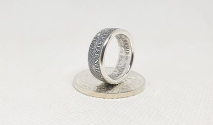 Bague pièce de monnaie 100 Francs "Marie Curie" en argent (coin ring)