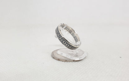 Bague pièce de monnaie 200 Lei Roumanie en argent style alliance (coin ring)