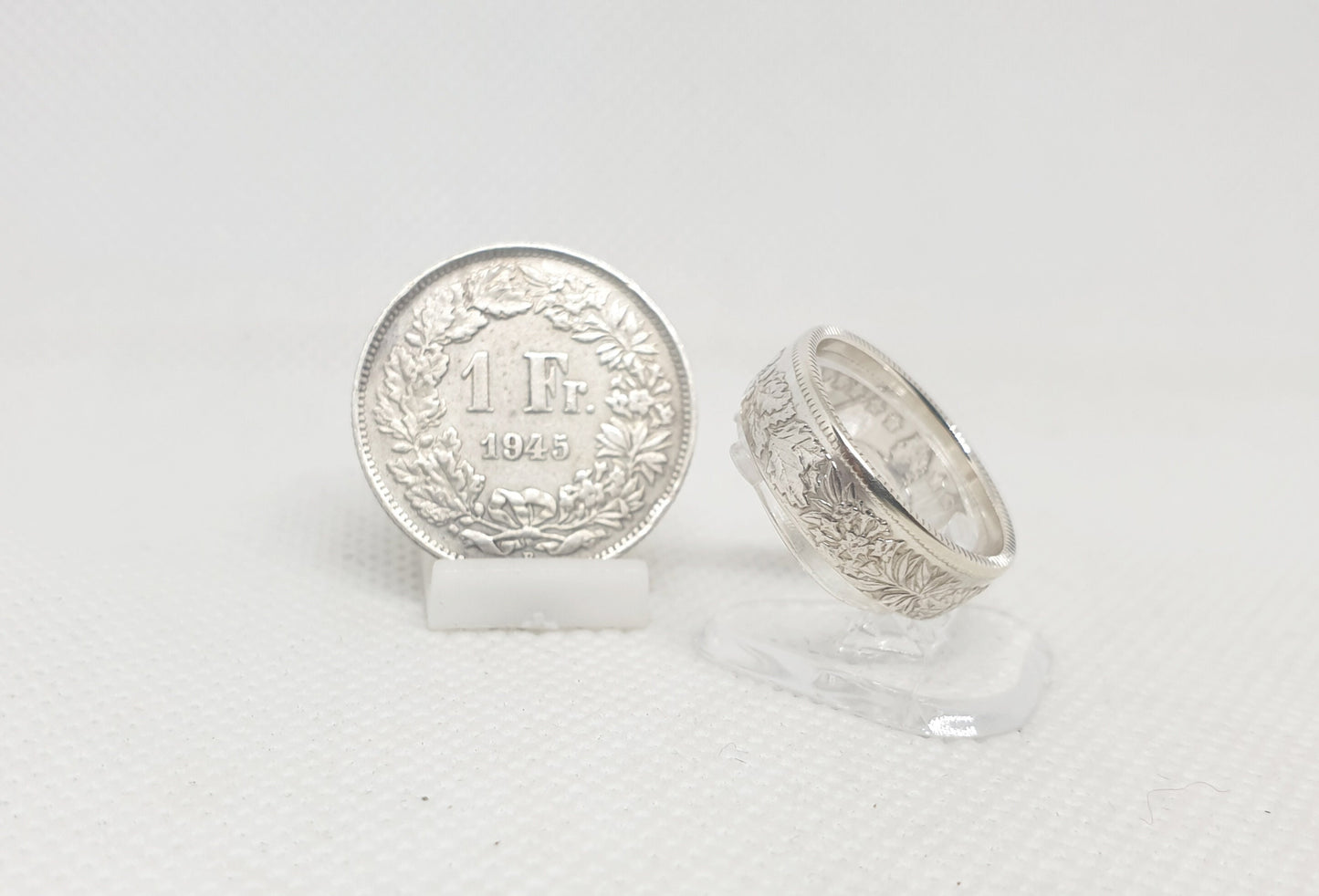 Bague pièce de monnaie 1 Franc Suisse en argent (coin rings)