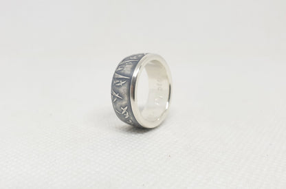 Bague pièce de monnaie 100 Francs "Statue de la Liberté" en argent style alliance avec gravure (coin ring)