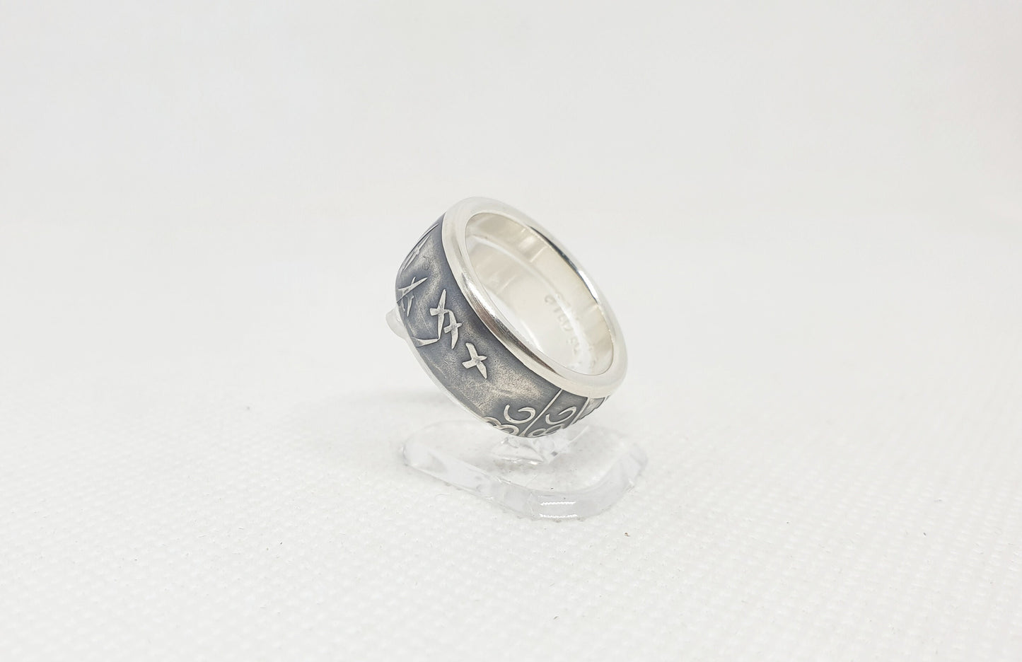 Bague pièce de monnaie 100 Francs "Statue de la Liberté" en argent style alliance avec gravure (coin ring)