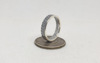 Bague pièce de monnaie 50 sen du japon en argent style alliance (coin ring)