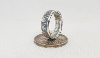 Bague pièce de monnaie 500 Lires du Vatican "Siège vacant" en argent (coin ring)