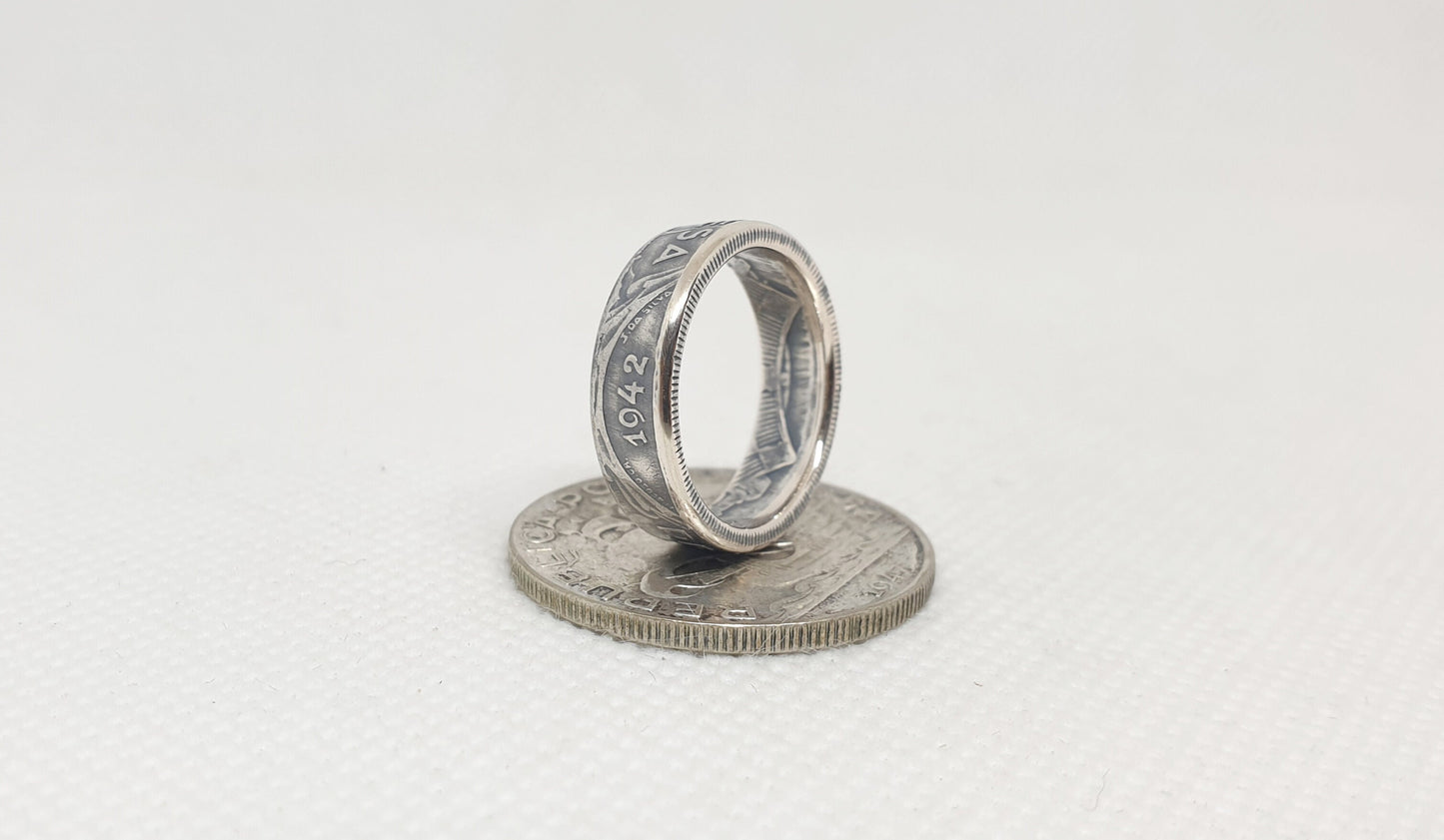 Bague pièce de monnaie 5 Escudos du Portugal en argent (coin ring)