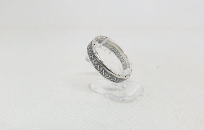 Bague pièce de monnaie 200 Lei Roumanie en argent style alliance (coin ring)