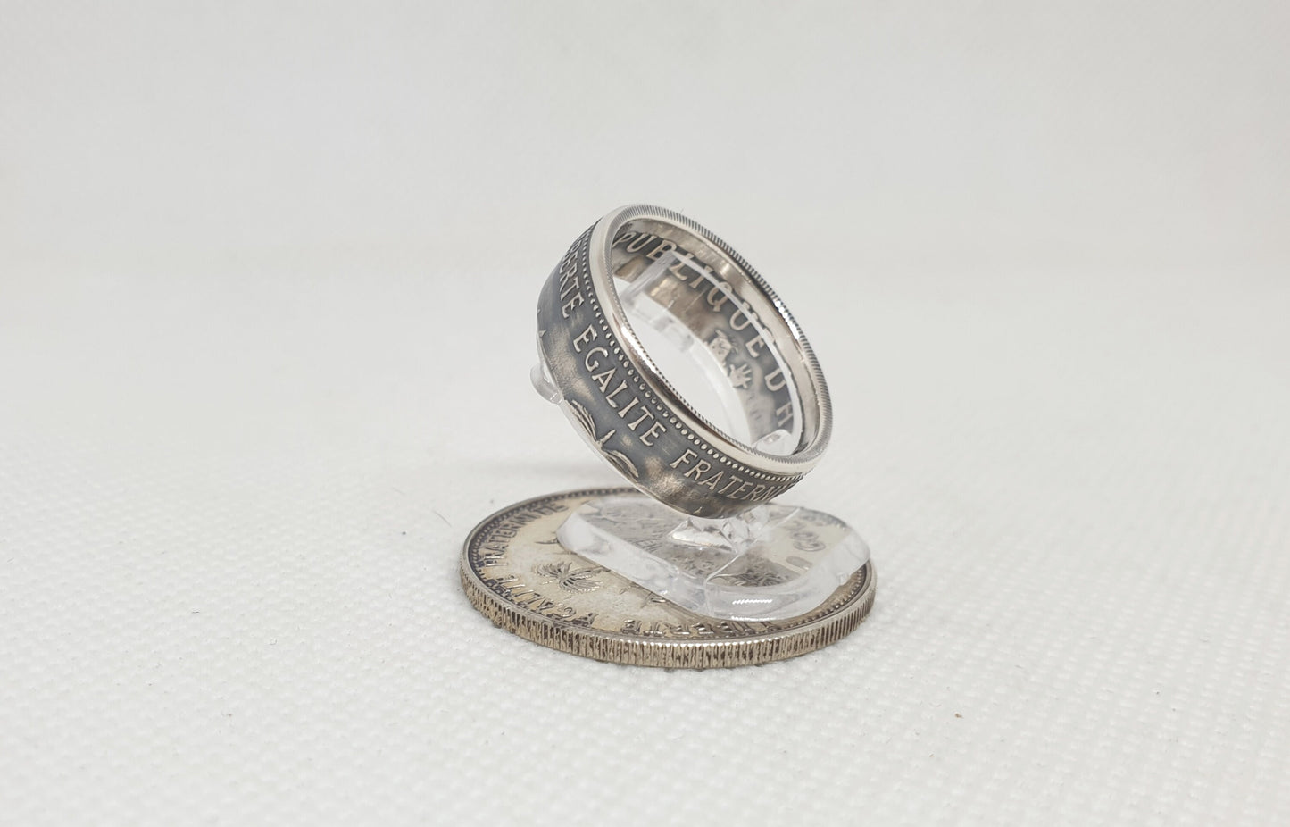 Bague pièce de monnaie 25 Gourdes d'Haiti en argent  (coin ring)