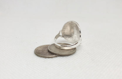 Bague pièce de monnaie 1/4 Rupee d'Inde cintrée en argent