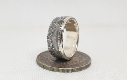 Bague pièce de monnaie 20 Francs Turin en argent style alliance avec gravure (coin ring)