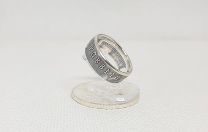 Bague pièce de monnaie 100 Lires d’Italie "Université de Bologne" en argent (coin ring)