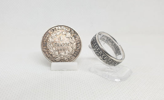 Bague pièce de monnaie 1 Franc Cérès en argent (coin ring)