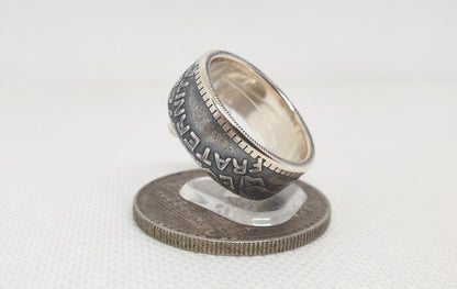 Bague pièce de monnaie 20 Francs Turin en argent style alliance avec gravure (coin ring)