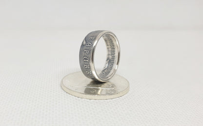 Bague pièce de monnaie 100 Lires d’Italie "Université de Bologne" en argent (coin ring)