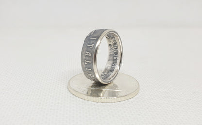 Bague pièce de monnaie 100 Lires d’Italie "Université de Bologne" en argent (coin ring)