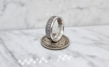 Bague pièce de monnaie 2 Francs Napoléon visible en argent (coin ring)