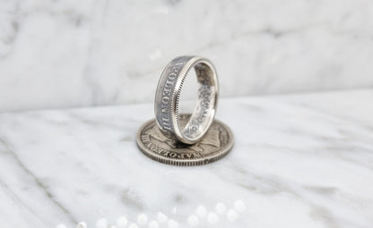 Bague pièce de monnaie 2 Francs Napoléon visible en argent (coin ring)