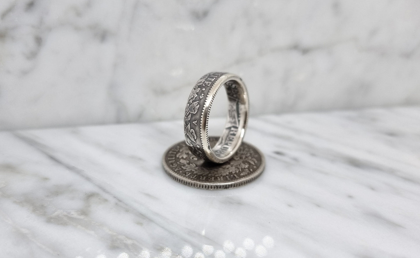 Bague pièce de monnaie 2 Francs Cérès en argent (coin ring)