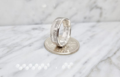 Bague pièce de monnaie 25 Gourdes d'Haiti en argent (coin ring)