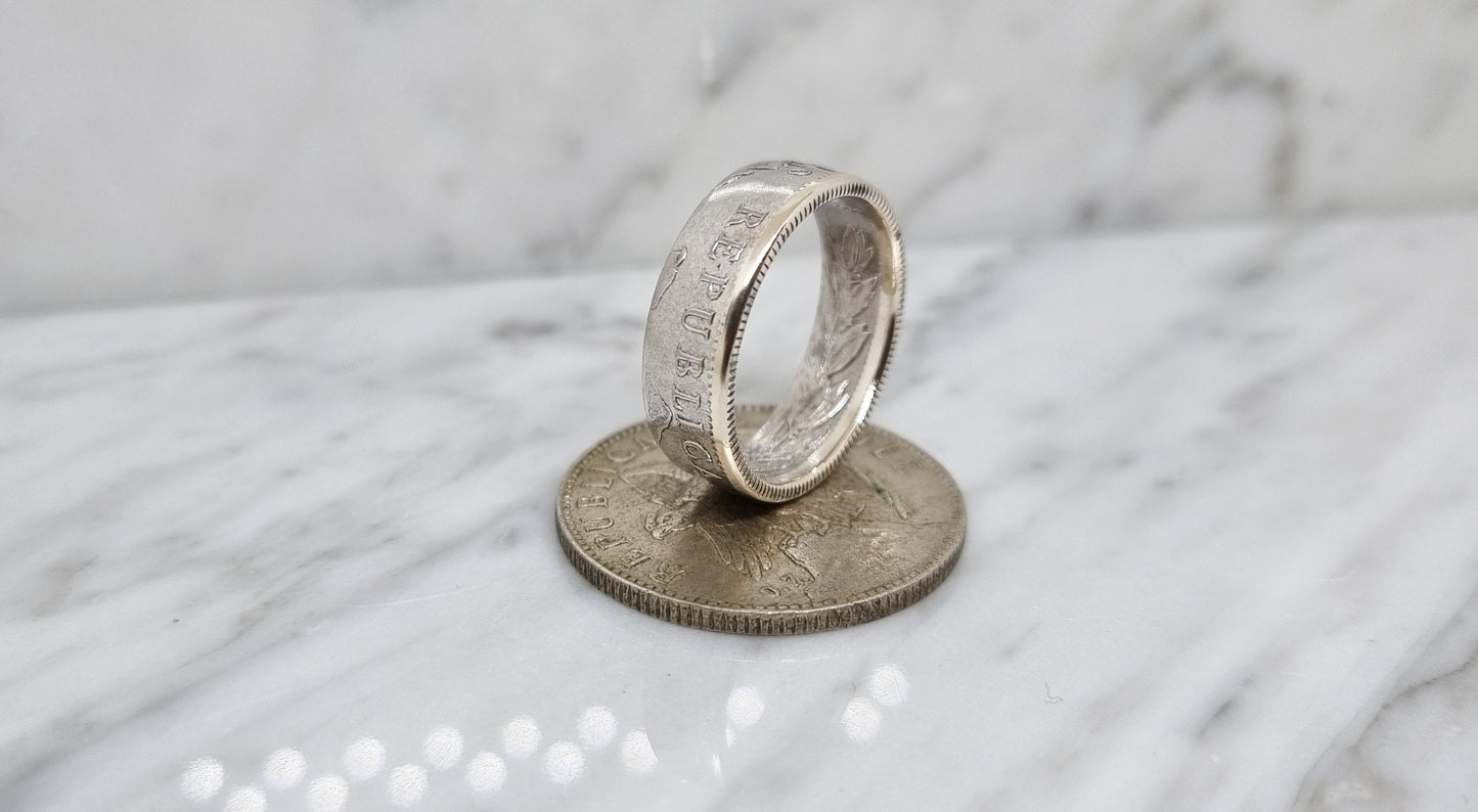 Bague pièce de monnaie 1 Peso du Chili en argent (coin ring)