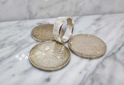 Bague pièce de monnaie 100 Francs "Panthéon" en argent serti d'une citrine (coin ring)