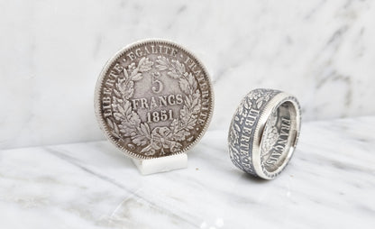 Bague pièce de monnaie 5 Francs Cérès en argent (coin ring)