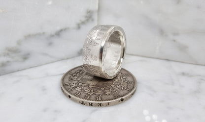 Bague pièce de monnaie 5 Lires d'Italie en argent (coin ring)