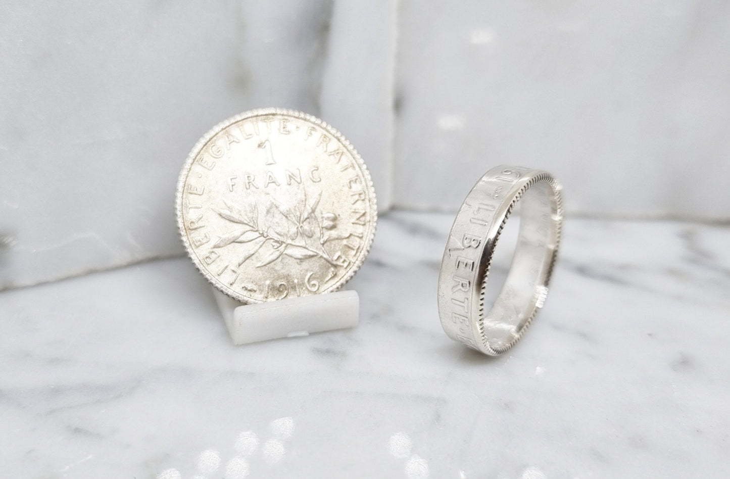 Bague pièce de monnaie 1 Franc Semeuse en argent (coin ring)