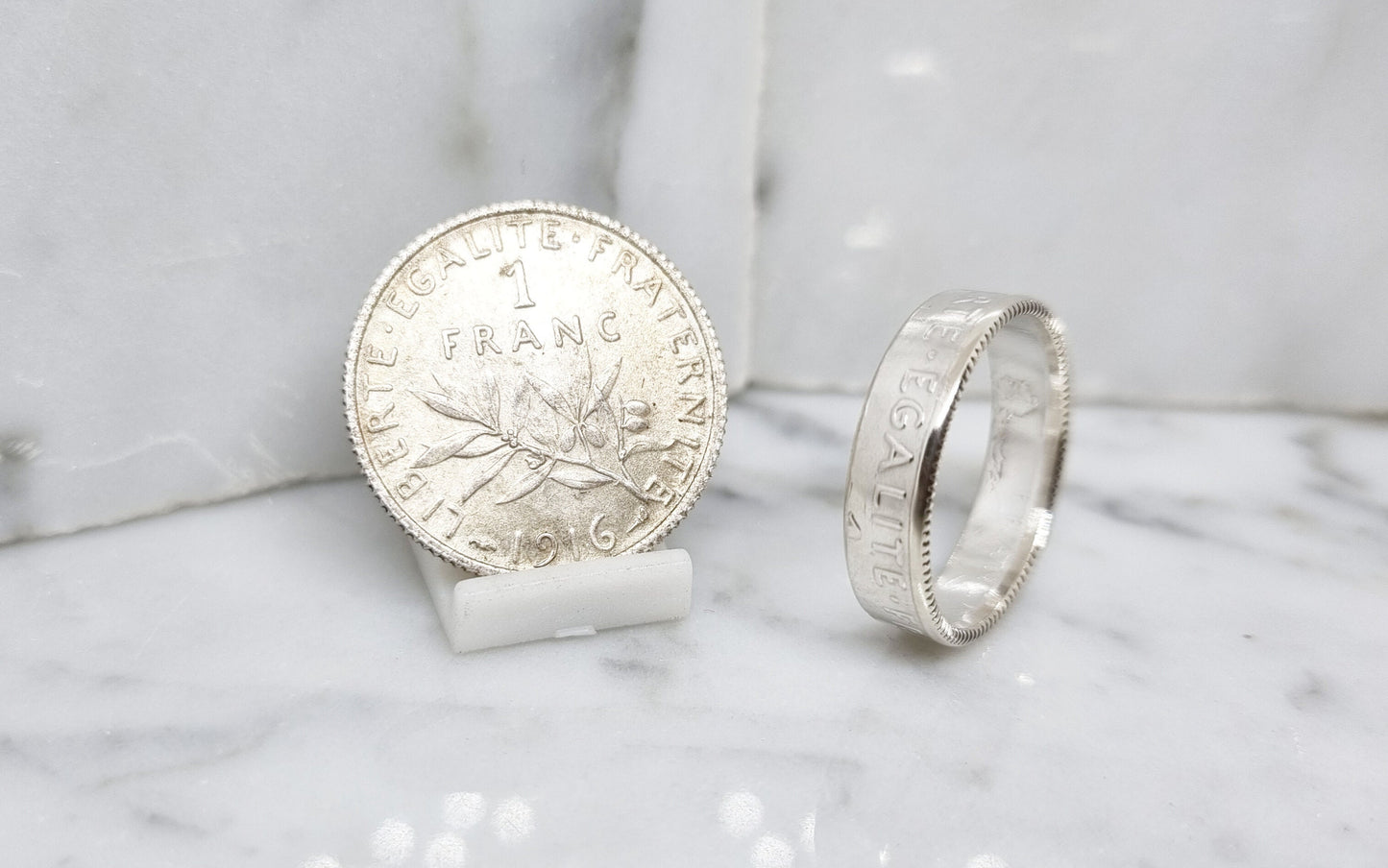 Bague pièce de monnaie 1 Franc Semeuse en argent (coin ring)