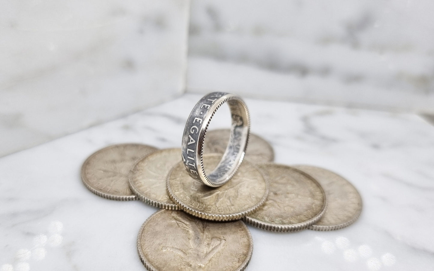 Bague pièce de monnaie 1 Franc Semeuse en argent (coin ring)