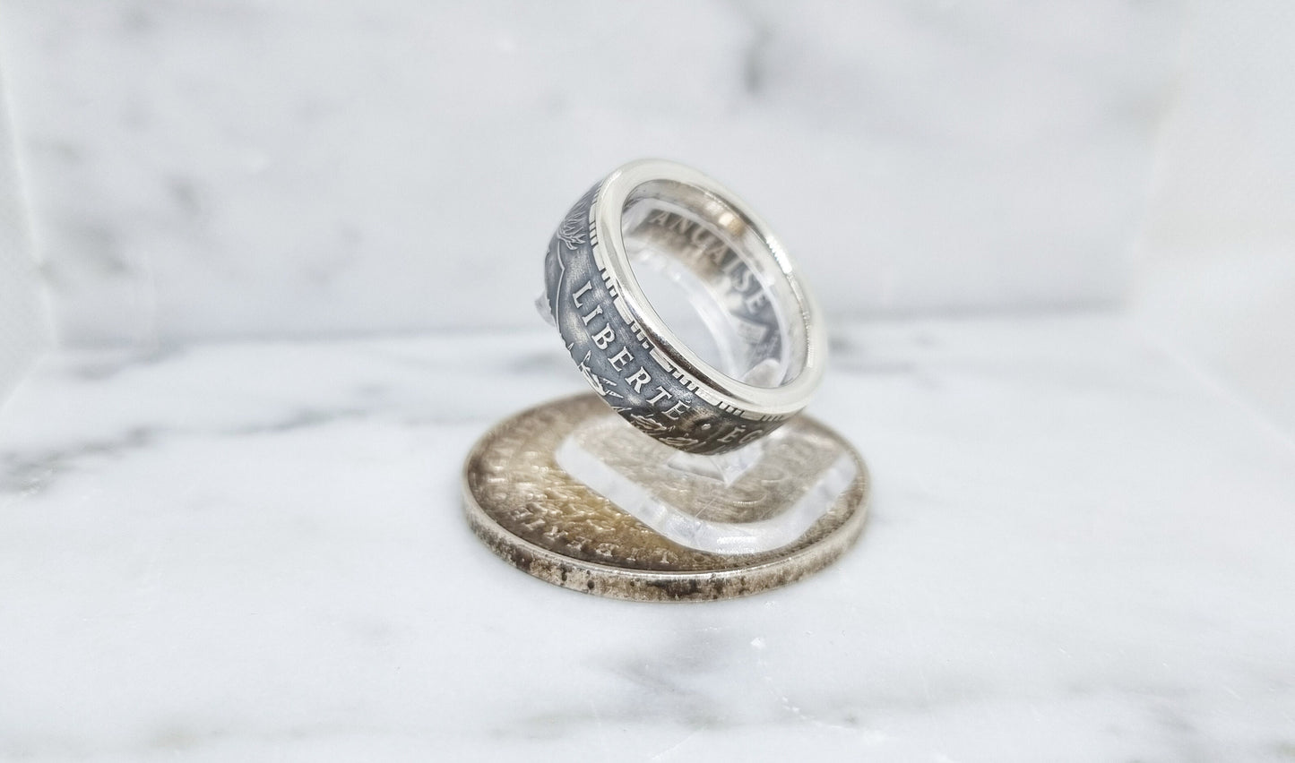 Bague pièce de monnaie 100 Francs "Panthéon" en argent (coin ring)