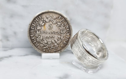 Bague pièce de monnaie 5 Francs Cérès en argent (coin ring)