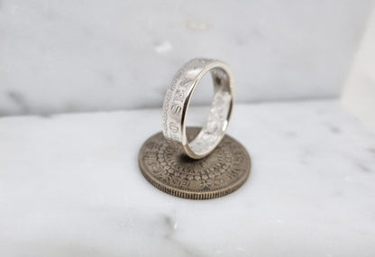 Bague pièce de monnaie 50 sen du japon en argent style alliance (coin ring)