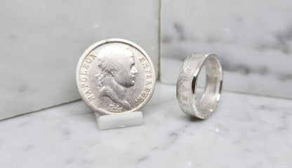 Bague pièce de monnaie 2 Francs Napoléon 1er en argent (coin ring)