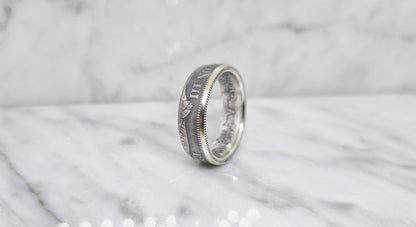 Bague pièce de monnaie 2 Francs Napoléon visible en argent (coin ring)