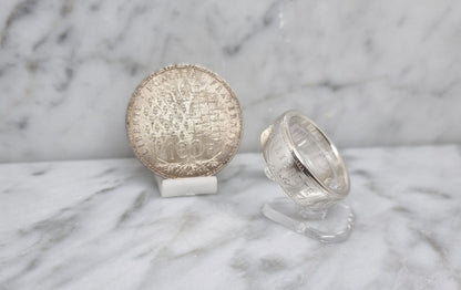 Bague pièce de monnaie 100 Francs "Panthéon" en argent (coin ring)