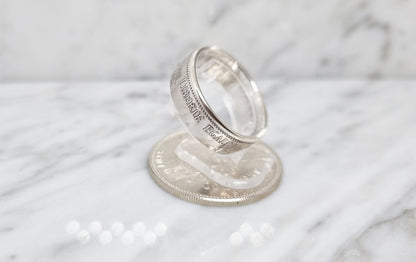 Bague pièce de monnaie 25 Gourdes d'Haiti en argent (coin ring)