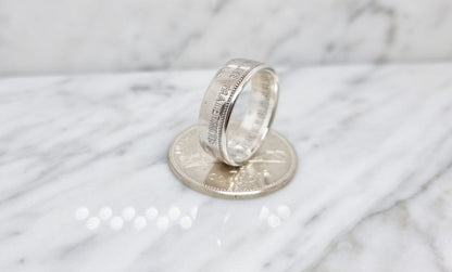Bague pièce de monnaie 25 Gourdes d'Haiti en argent (coin ring)