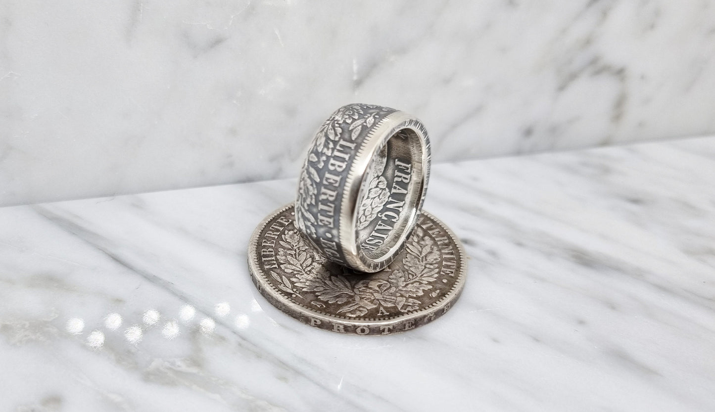 Bague pièce de monnaie 5 Francs Cérès en argent (coin ring)