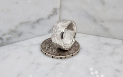 Bague pièce de monnaie 5 Lires d'Italie en argent (coin ring)