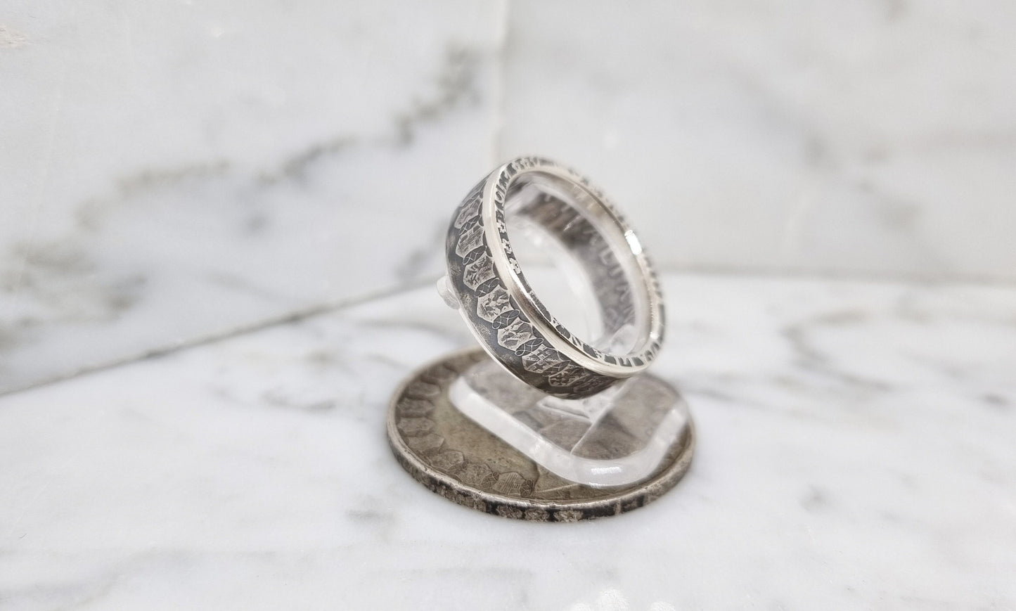 Bague pièce de monnaie 500 Lires d’Italie en argent (coin ring)