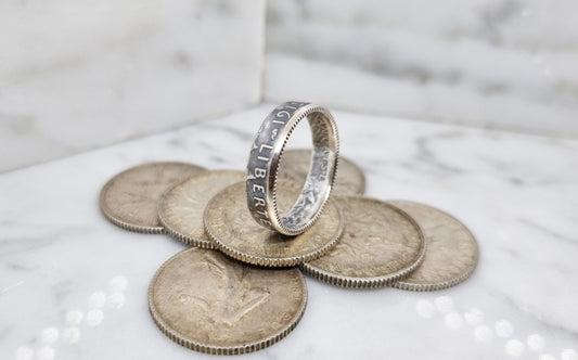 Bague pièce de monnaie 1 Franc Semeuse en argent (coin ring)