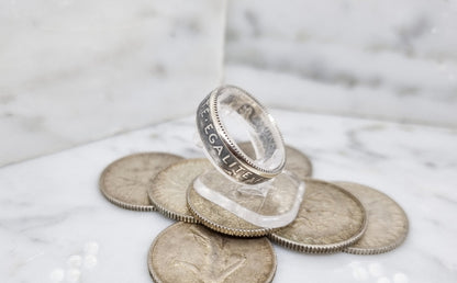 Bague pièce de monnaie 1 Franc Semeuse en argent (coin ring)