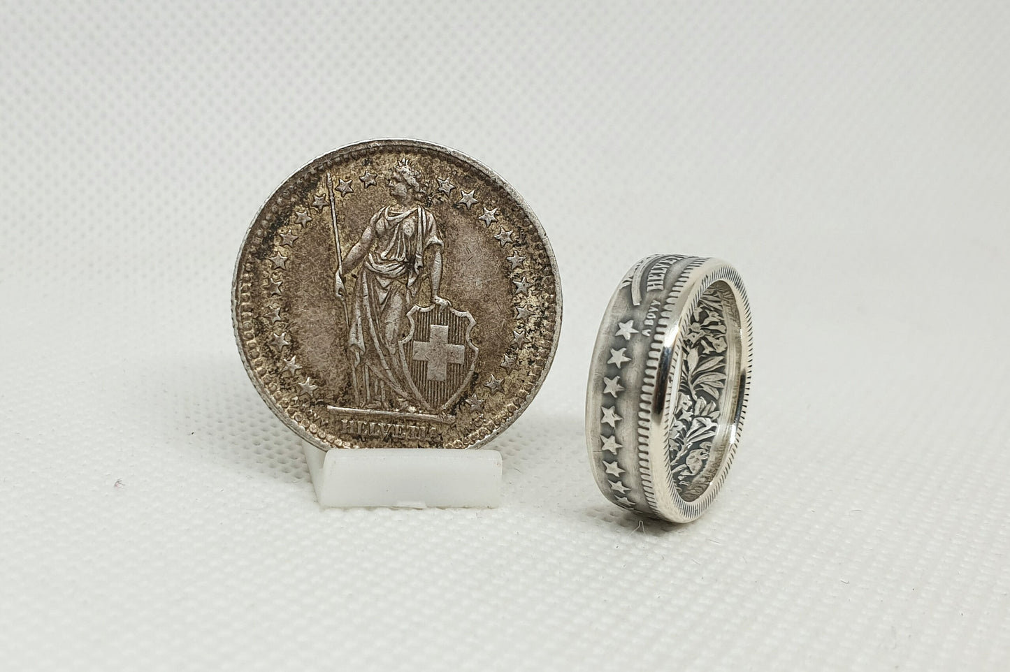 Bague pièce de monnaie 2 Francs Suisse en argent (coin ring)