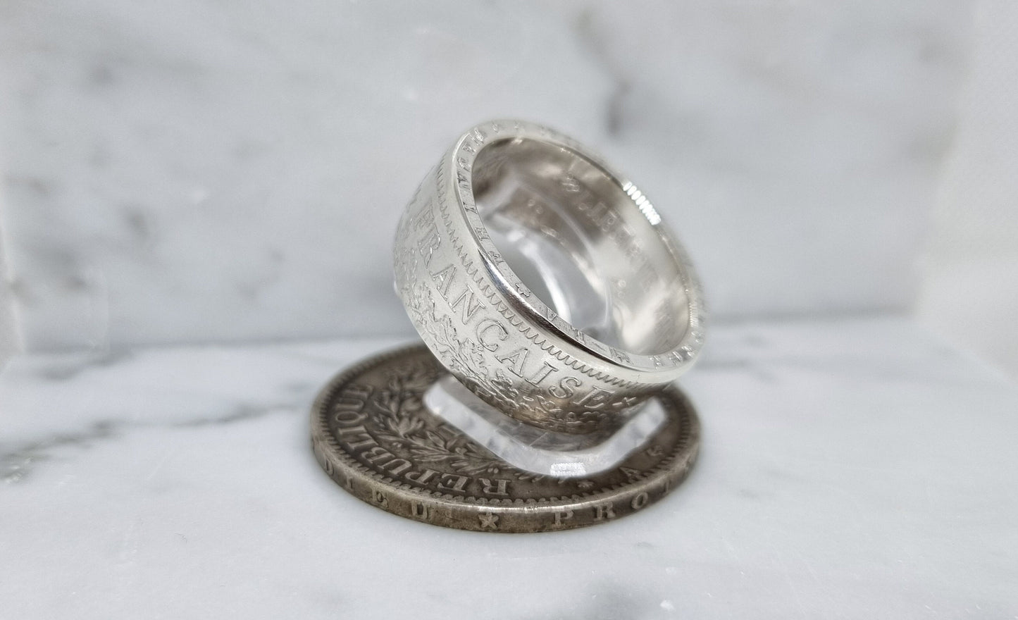 Bague pièce de monnaie 5 Francs Cérès en argent (coin ring)