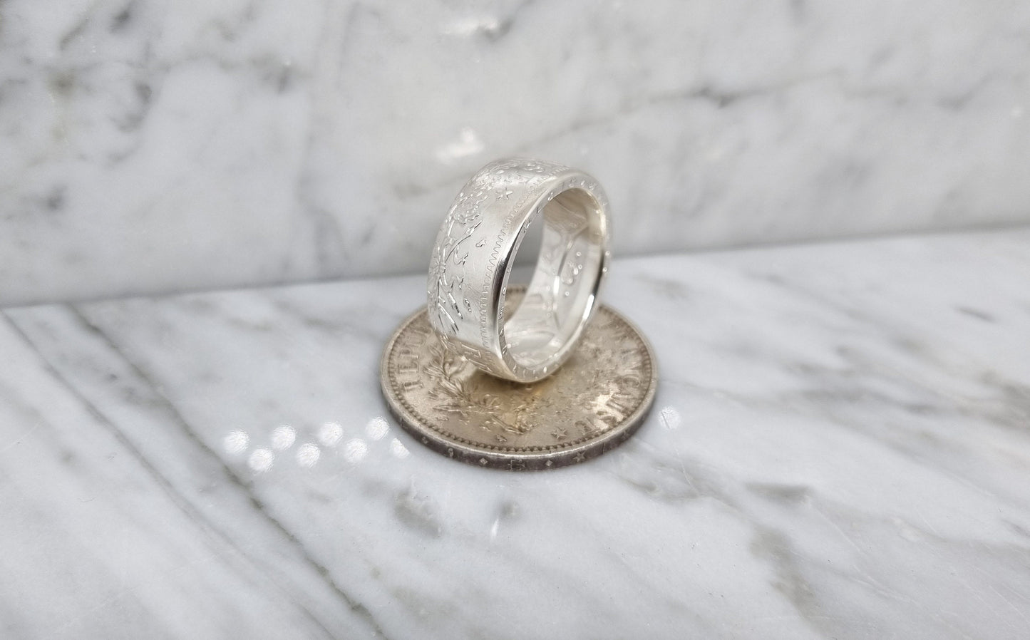 Bague pièce de monnaie 10 Francs Hercule en argent (coin ring)