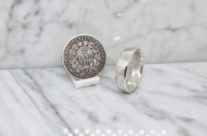 Bague pièce de monnaie 2 Francs Cérès en argent (coin ring)